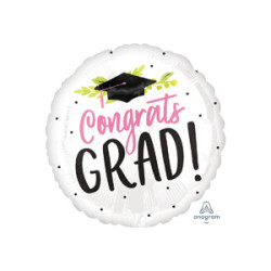 白底黑點Congrats GRAD